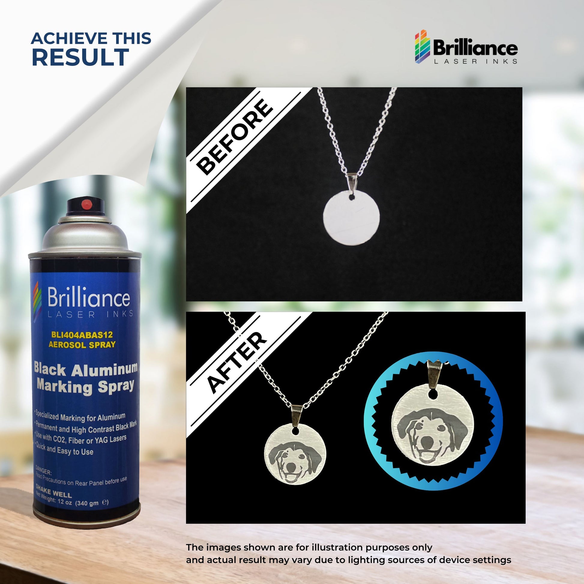 Black Aluminum Laser Marking Spray Can - 12oz Aerosol Aerosol Brilliance Laser Inks, LLC