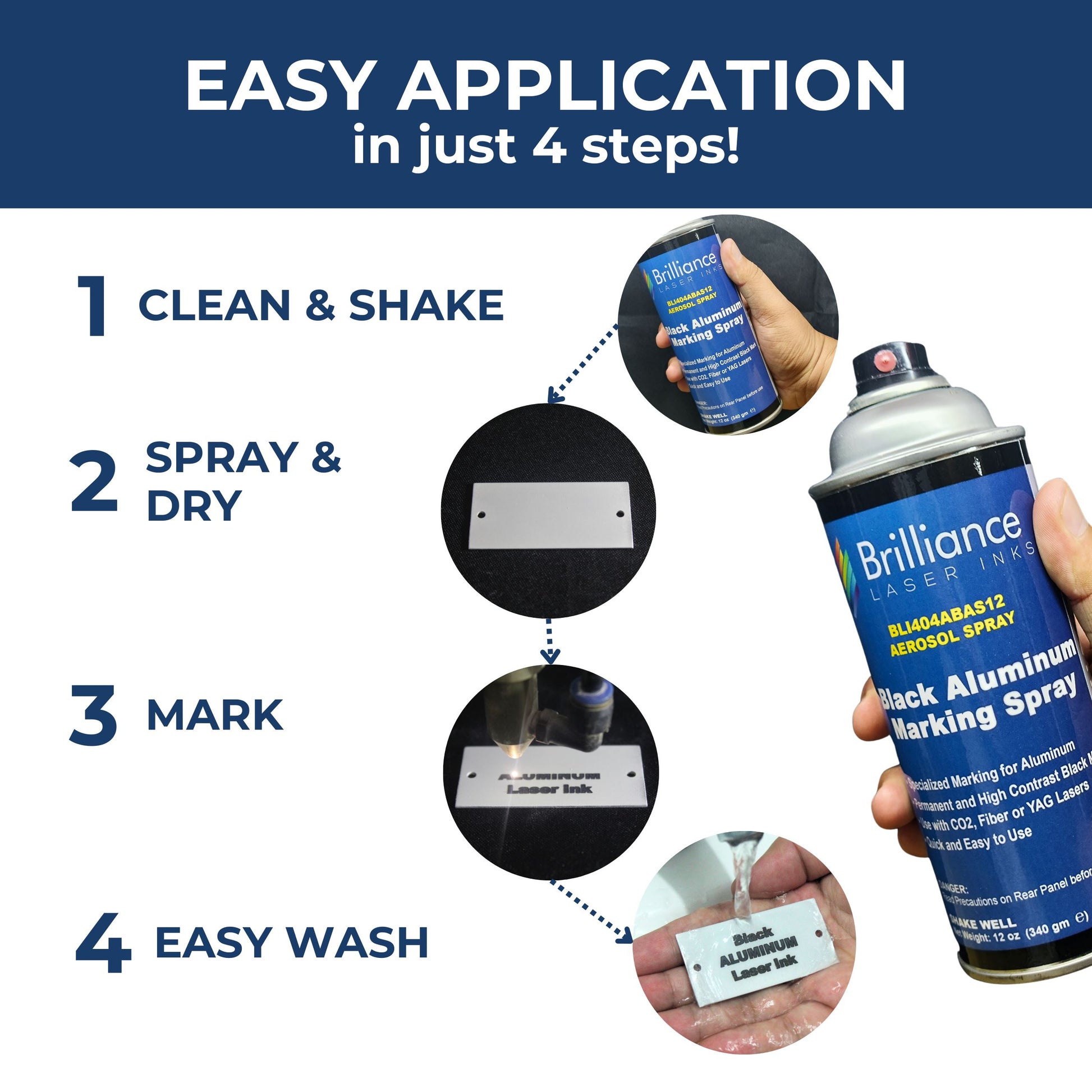 Black Aluminum Laser Marking Spray Can - 12oz Aerosol Aerosol Brilliance Laser Inks, LLC