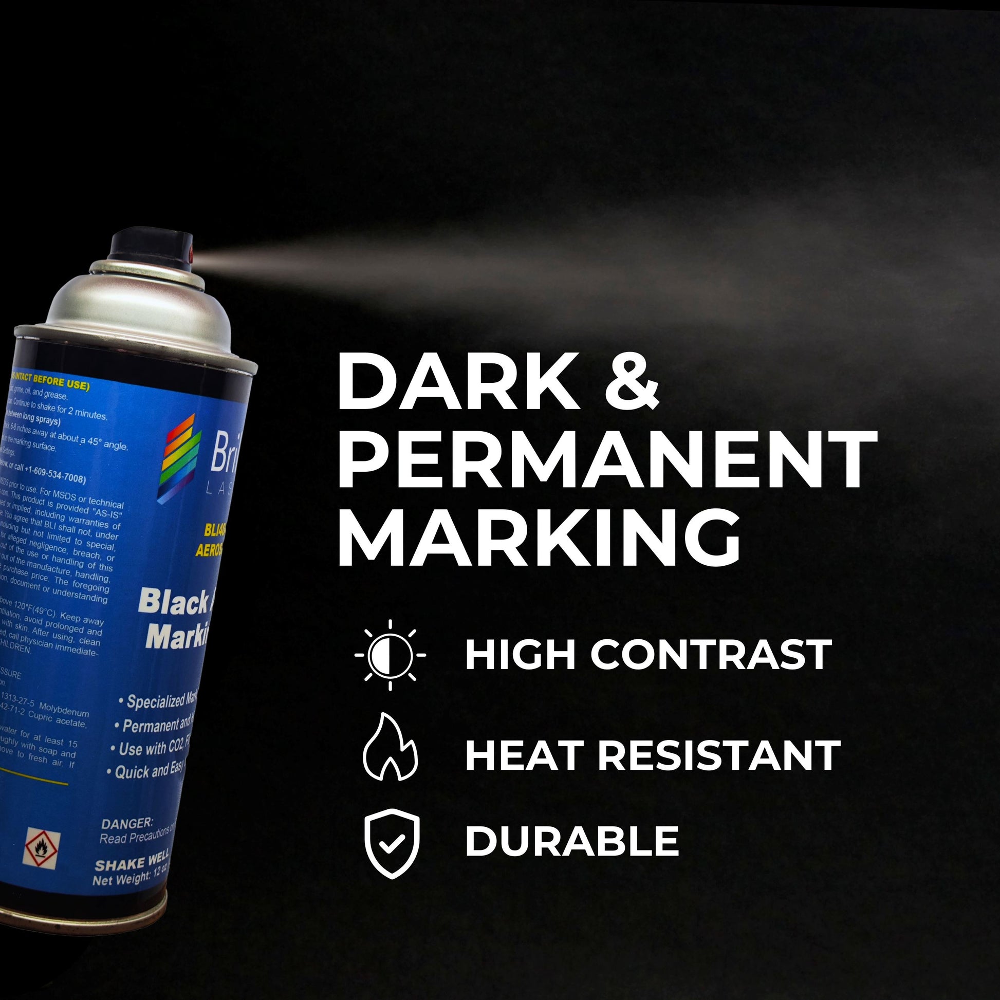 Black Aluminum Laser Marking Spray Can - 12oz Aerosol Aerosol Brilliance Laser Inks, LLC