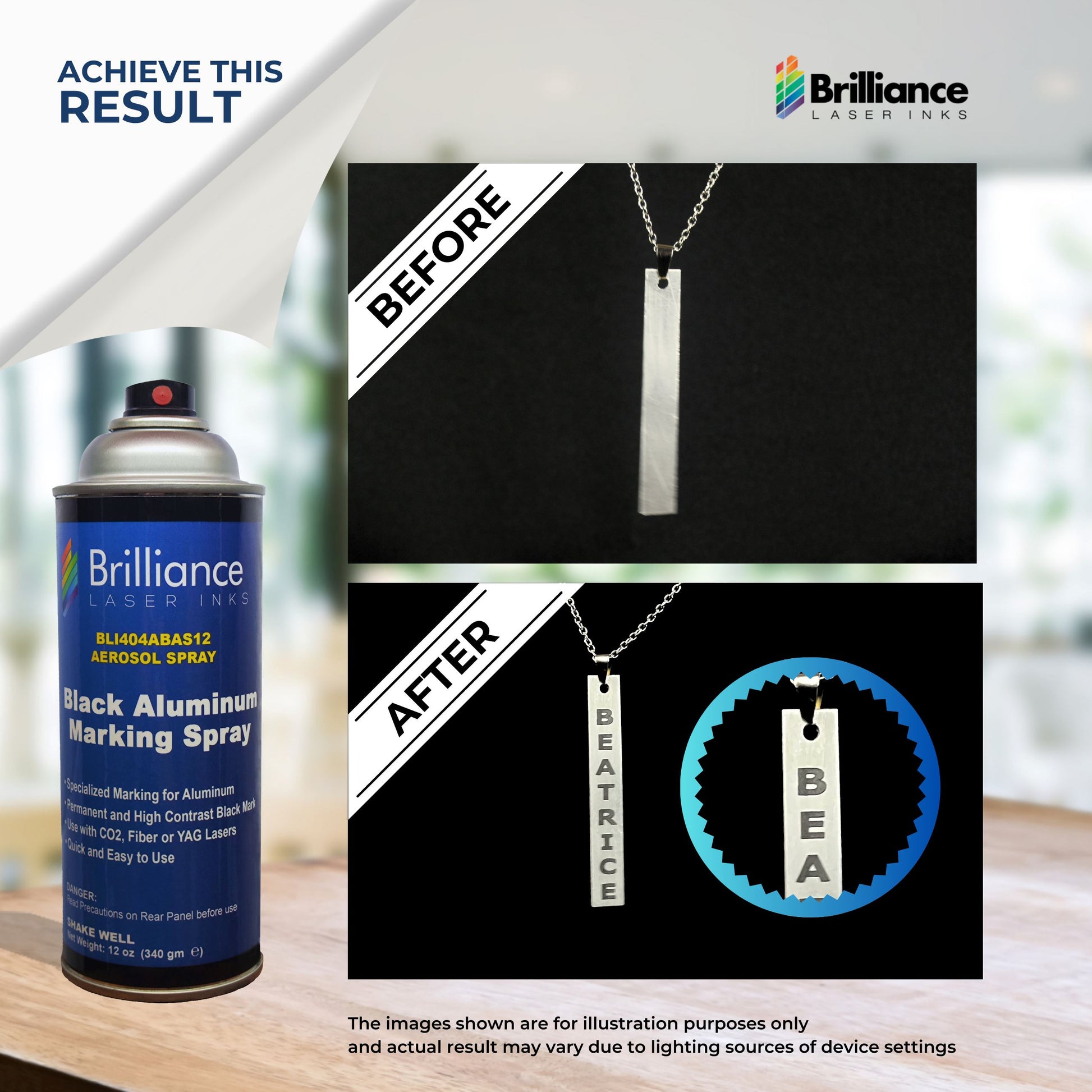 Black Aluminum Laser Marking Spray Can - 12oz Aerosol Aerosol Brilliance Laser Inks, LLC