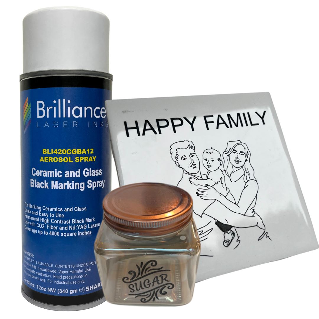 Ceramic and Glass Black Marking Spray - 12oz Aerosol Aerosol Brilliance Laser Inks