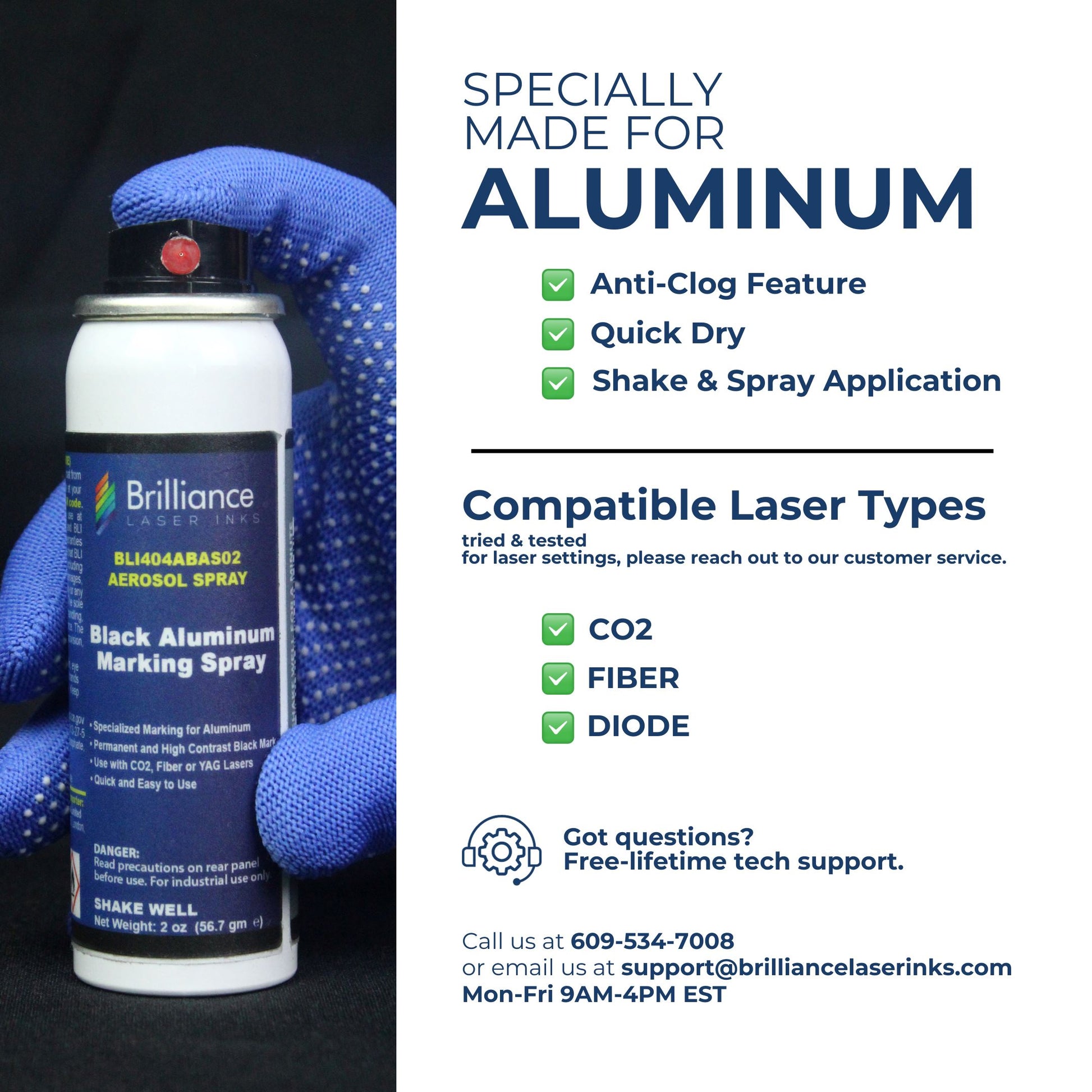 2 Oz Aerosol Black Laser Marking Spray Specially Made for Aluminum | Permanent, High Contrast & Durable Laser Marking Ink for Diode, CO2 & Fiber Laser Engraver Aerosol Brilliance Laser Inks, LLC