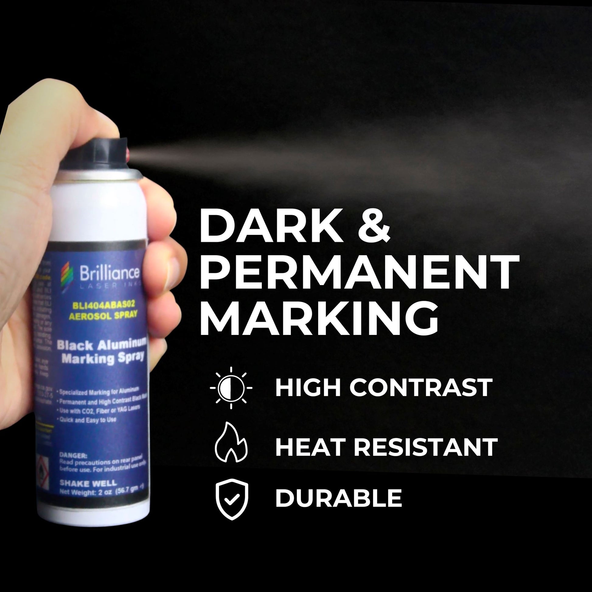 2 Oz Aerosol Black Laser Marking Spray Specially Made for Aluminum | Permanent, High Contrast & Durable Laser Marking Ink for Diode, CO2 & Fiber Laser Engraver Aerosol Brilliance Laser Inks, LLC