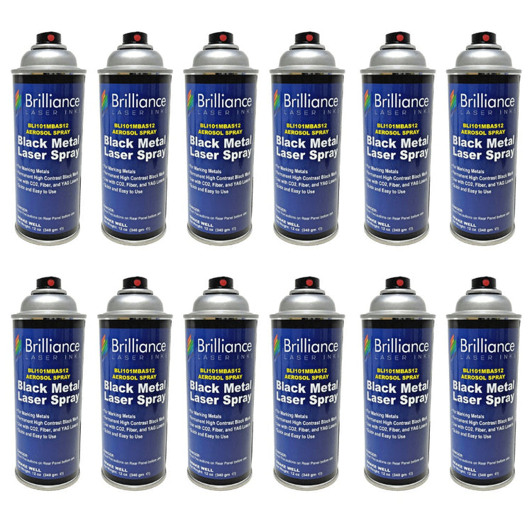 Black Metal Laser Spray Can - 12oz Aerosol Aerosol Brilliance Laser Inks, LLC Pack of 12