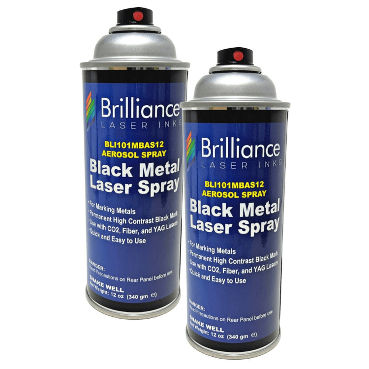 Black Metal Laser Spray Can - 12oz Aerosol Aerosol Brilliance Laser Inks, LLC Pack of 2