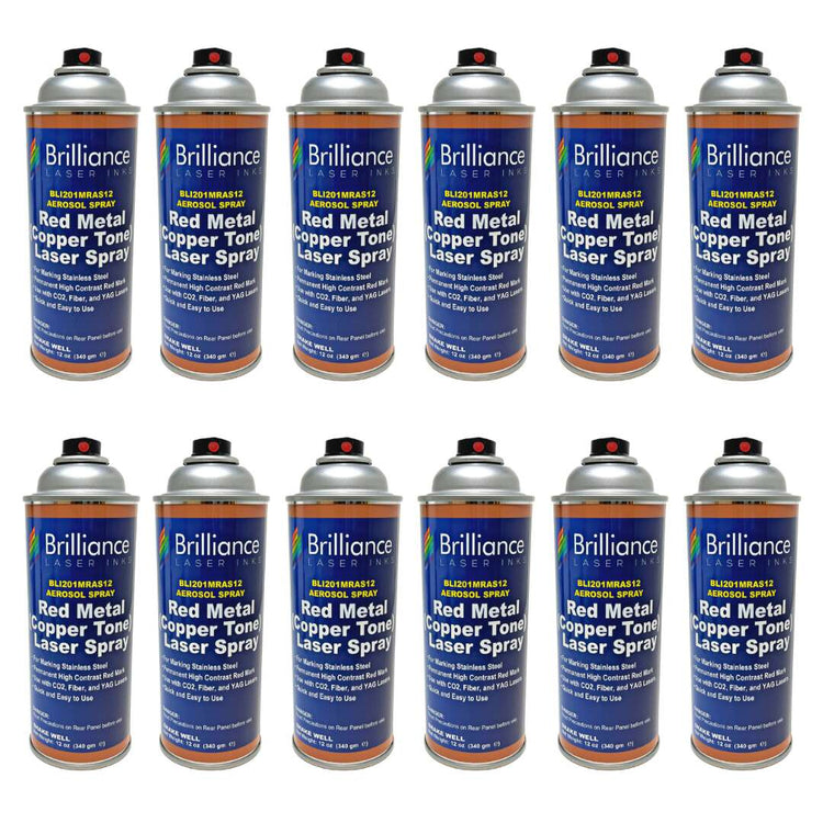 Red (Copper Tone) Metal Laser Spray Can - 12oz Aerosol Aerosol Brilliance Laser Inks, LLC Pack of 12
