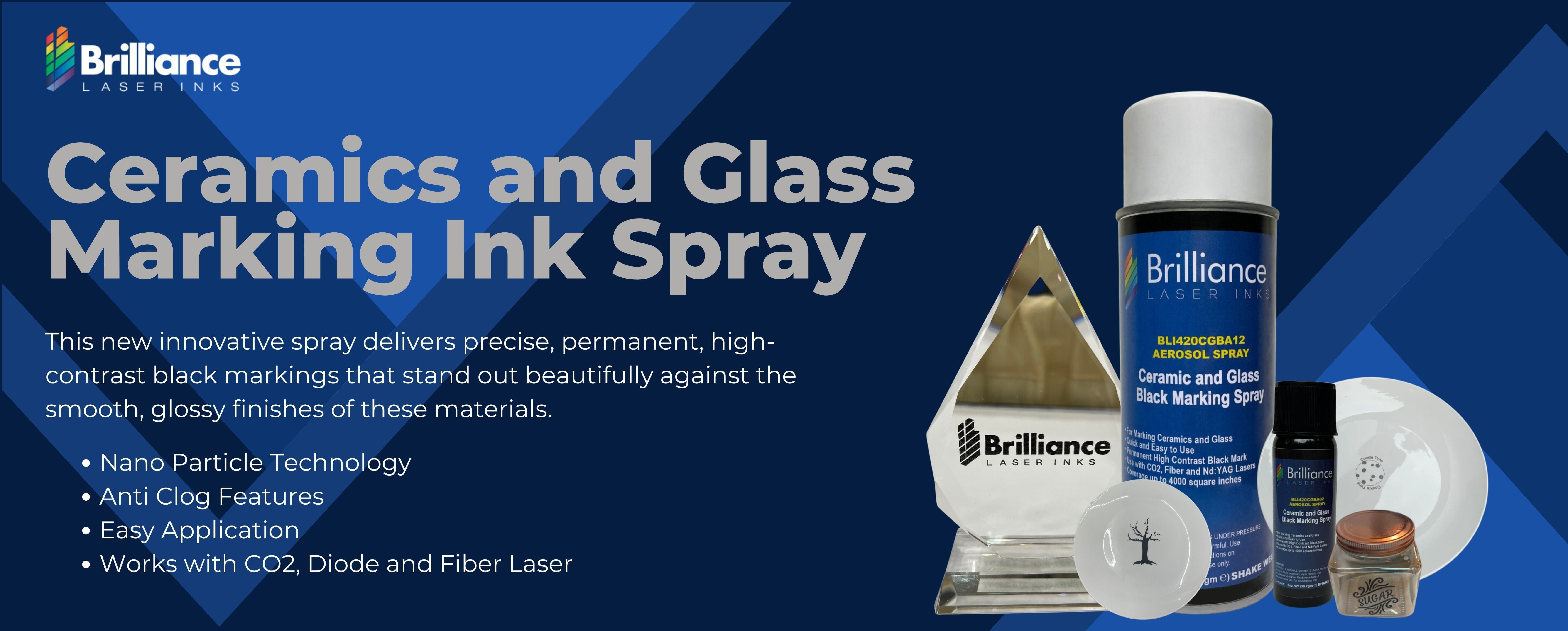 Ceramic and Glass Black Marking Spray | Brilliance Laser Inks