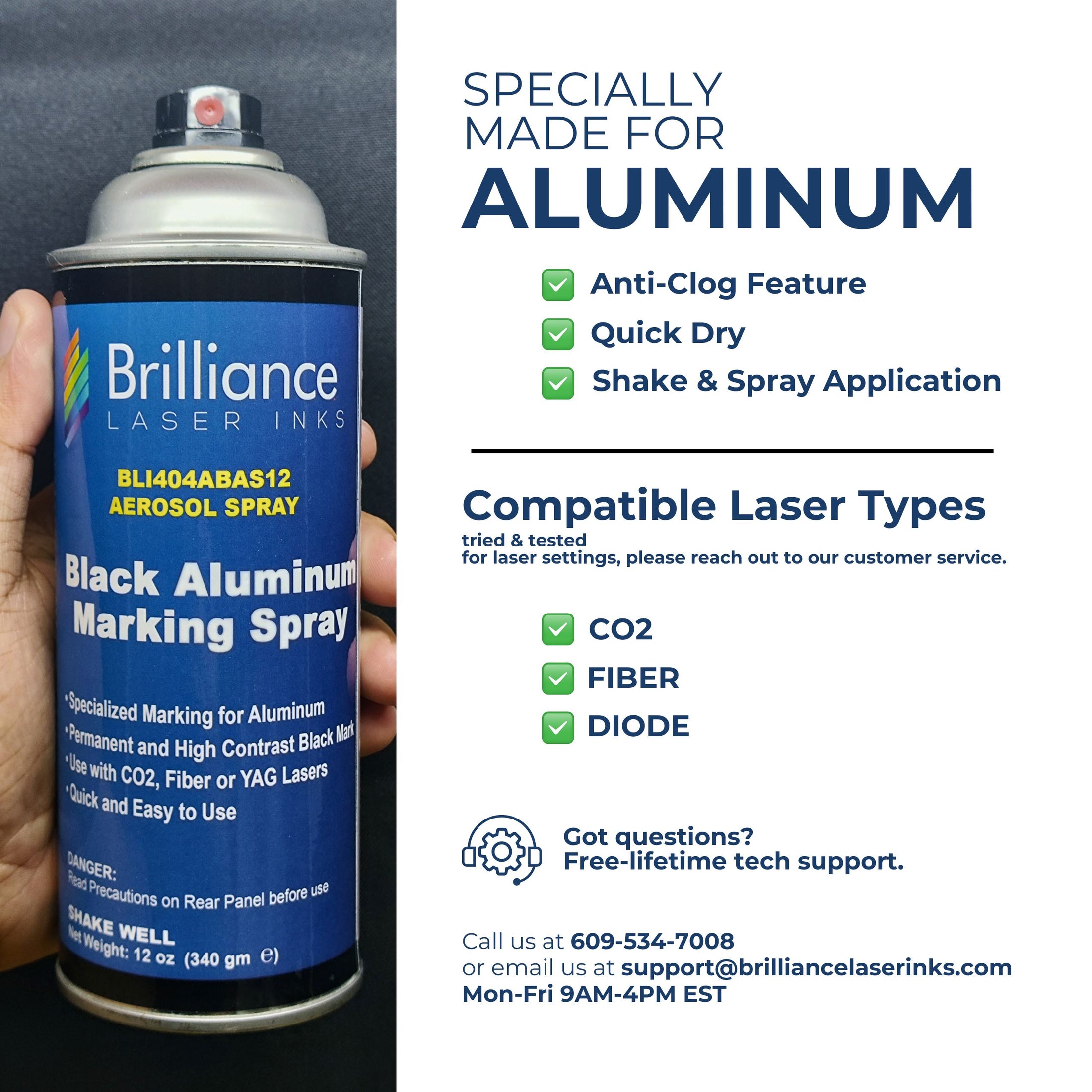 Black Aluminum Laser Marking Spray Can 12oz Aerosol Brilliance