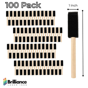 Brilliance Laser Inks 1-Inch Foam Paint Brushes, Wooden Handles, 100 Count Brilliance Laser Inks 