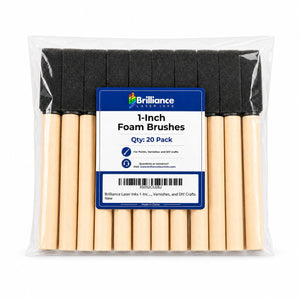 Brilliance Laser Inks 1-Inch Foam Paint Brushes, Wooden Handles, 20 Count Foam Brush Brilliance Laser Inks 