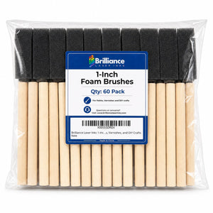 Brilliance Laser Inks 1-Inch Foam Paint Brushes, Wooden Handles, 60 Count Brilliance Laser Inks 