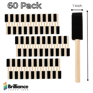 Brilliance Laser Inks 1-Inch Foam Paint Brushes, Wooden Handles, 60 Count Brilliance Laser Inks 