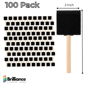 Brilliance Laser Inks 2-Inch Foam Paint Brushes, Wooden Handles, 100 Count Brilliance Laser Inks 
