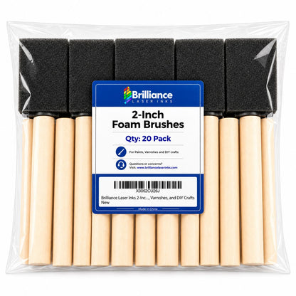 Brilliance Laser Inks 2-Inch Foam Paint Brushes, Wooden Handles, 20 Count Brilliance Laser Inks 