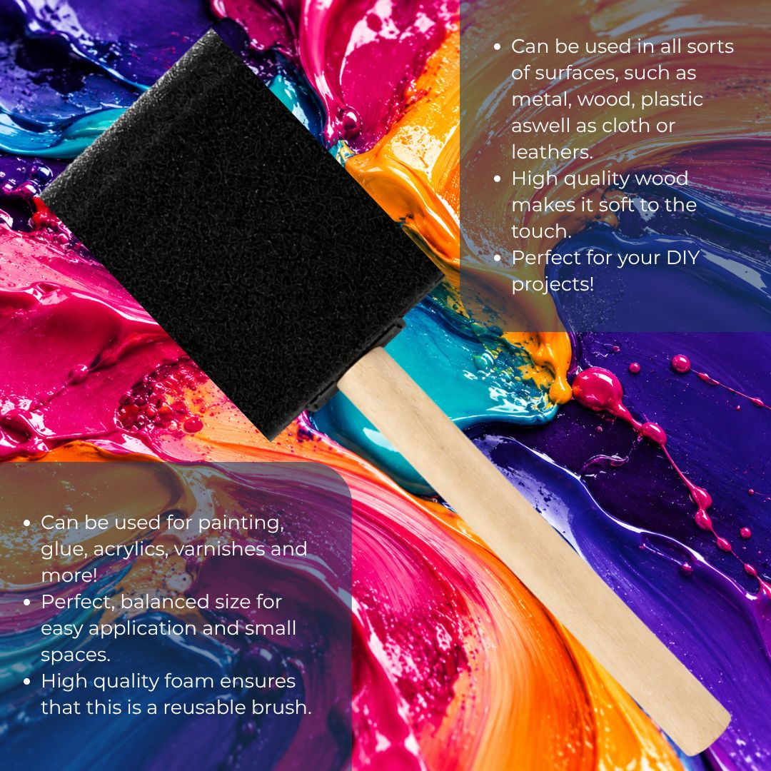 Brilliance Laser Inks 2-Inch Foam Paint Brushes, Wooden Handles, 20 Count Brilliance Laser Inks 