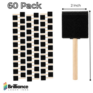 Brilliance Laser Inks 2-Inch Foam Paint Brushes, Wooden Handles, 60 Count Brilliance Laser Inks 