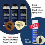 Bundle 1 - Buy 3 Universal Black Metal Spray 2 oz + 1 FREE Black Aluminum Metal Spray 2 oz Brilliance Laser Inks 