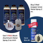 Bundle 2 - Buy 3 Red (copper tone) Metal Spray 2 oz + 1 FREE Black Aluminum Metal Spray 2 oz Brilliance Laser Inks 