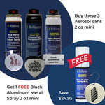 Bundle 8 - Red (copper tone) Metal, Black Aluminum Metal, Ceramics and Glass Black Spray 2 oz + 1 FREE Black Aluminum Metal Spray 2 oz Brilliance Laser Inks 