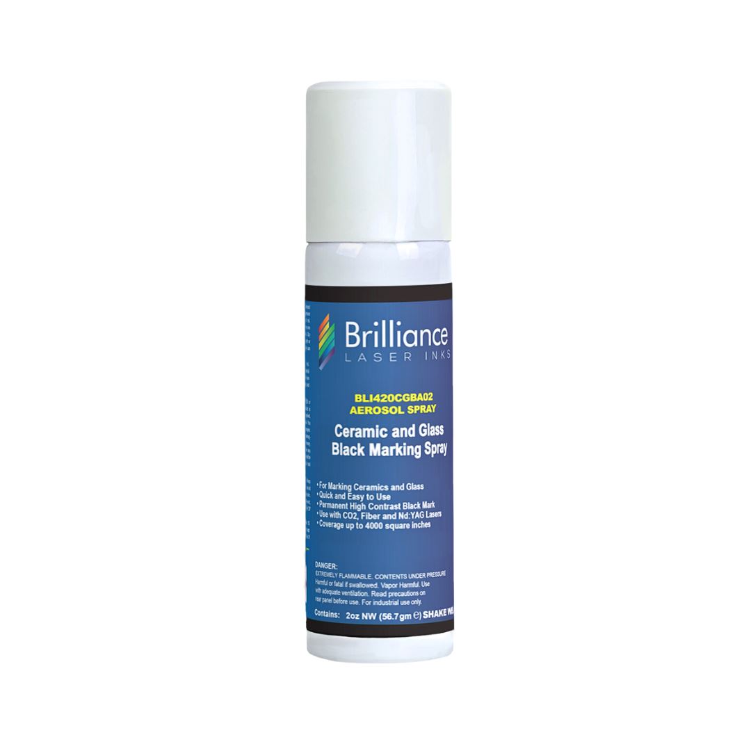 Ceramic and Glass Black Marking Spray - 2oz Aerosol Aerosol Brilliance Laser Inks 