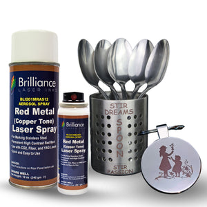 Red (Copper Tone) Stainless Steel Laser Spray - 12oz and 2oz Bundle Brilliance Laser Inks