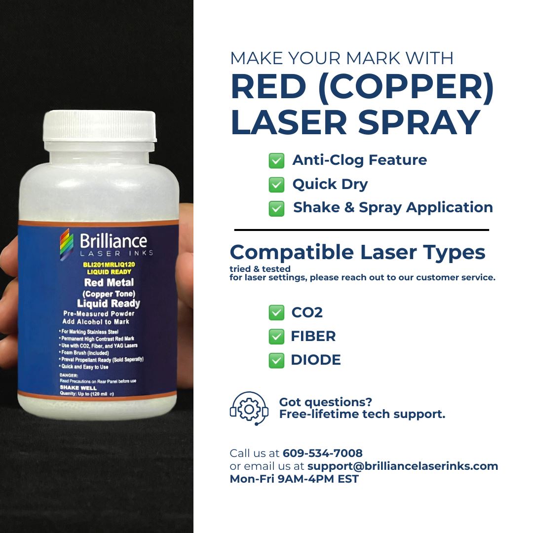 Red Layout Marking Powder Red (Copper Tone) Stainless Steel Liquid Ready - Laser Marking Powder