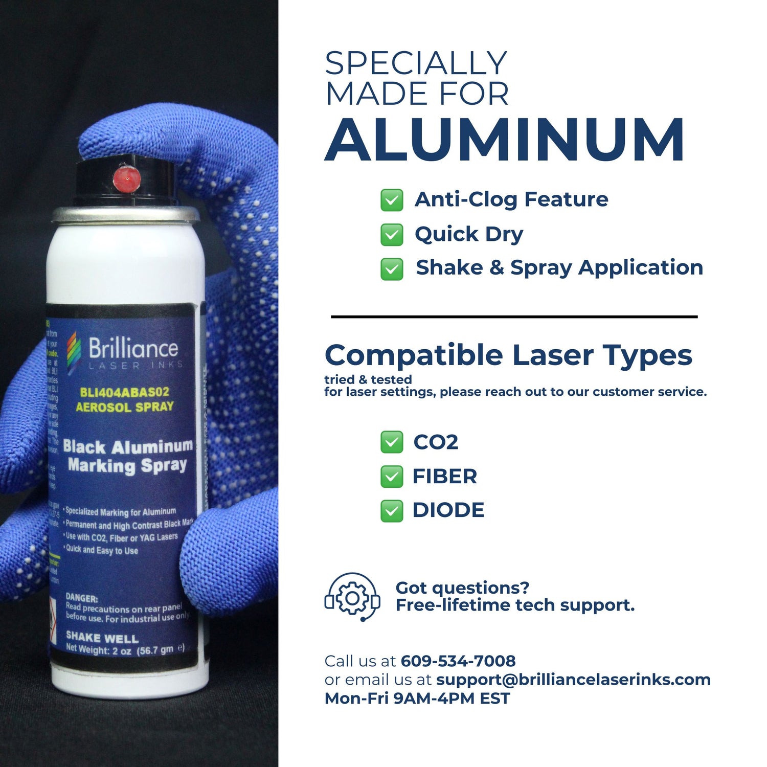 2 Oz Aerosol Black Laser Marking Spray Specially Made for Aluminum | Permanent, High Contrast & Durable Laser Marking Ink for Diode, CO2 & Fiber Laser Engraver Aerosol Brilliance Laser Inks, LLC 
