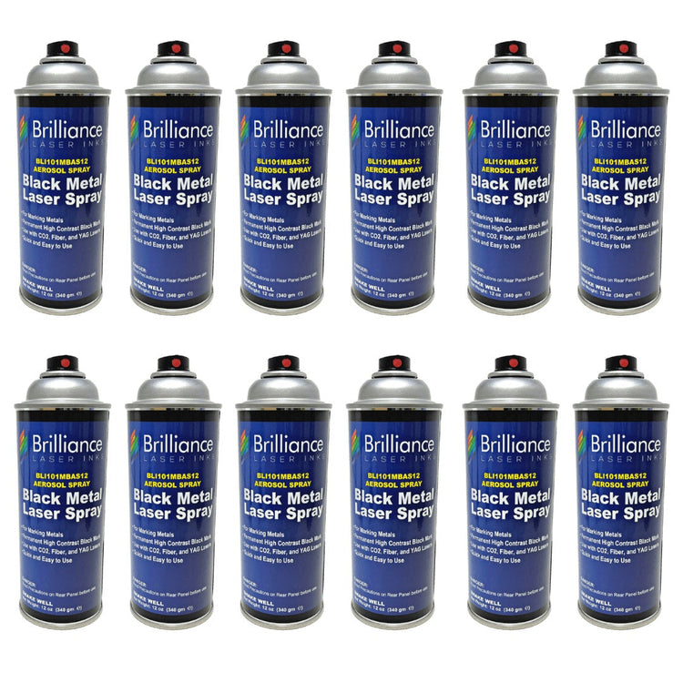 Black Metal Laser Spray Can - 12oz Aerosol Aerosol Brilliance Laser Inks, LLC Pack of 12 