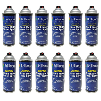 Black Metal Laser Spray Can - 12oz Aerosol Aerosol Brilliance Laser Inks, LLC Pack of 12 